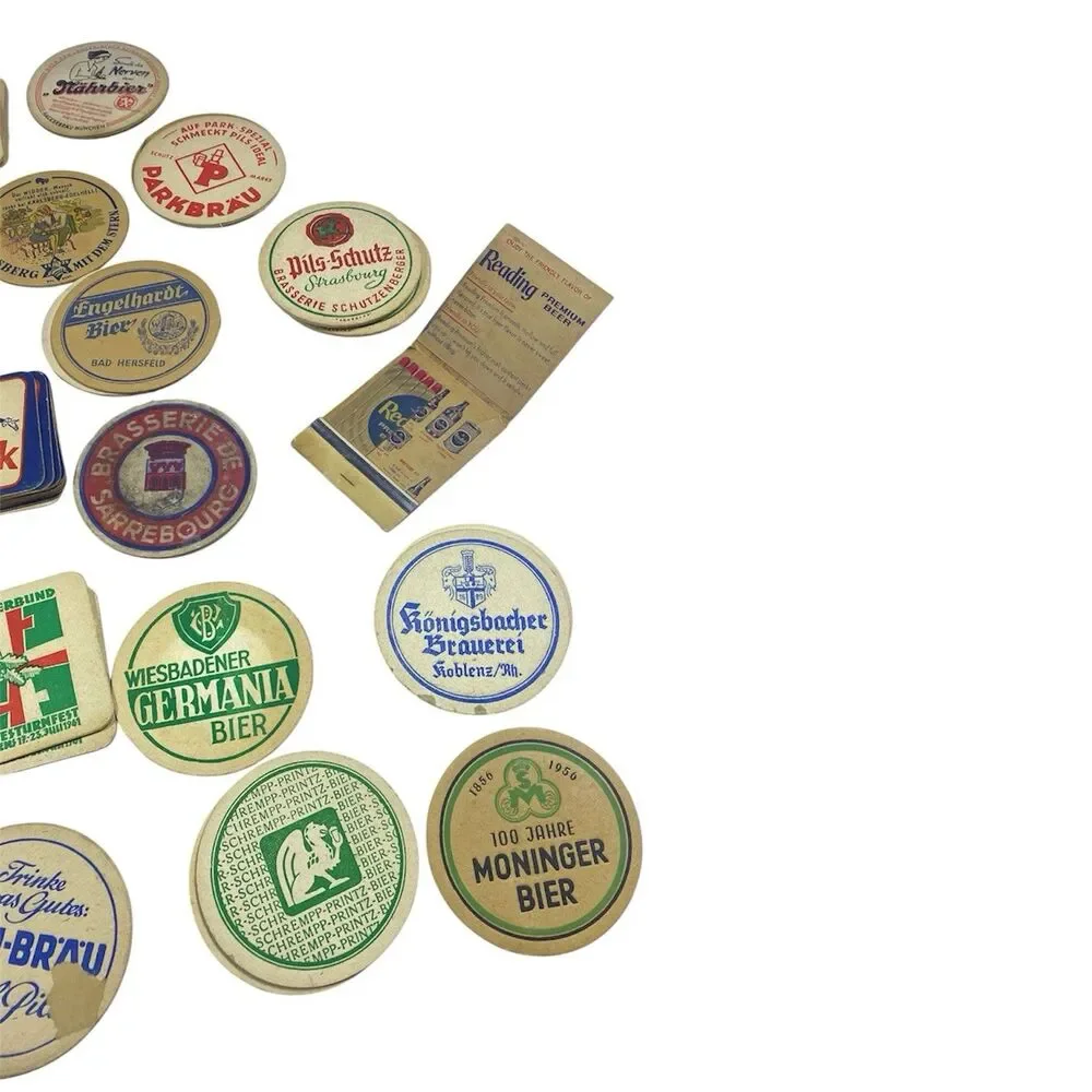 Lot  Of 62 German Beer Paper Cardboard Coasters Assorted Pub Bar Rare Match Book
